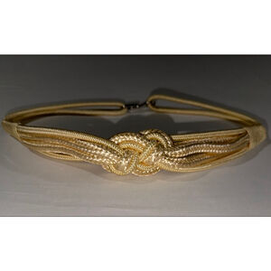 Vtg Leather Shop Braided Rope Belt M Cream Gold Nautical Knotted Hook 80s 90s